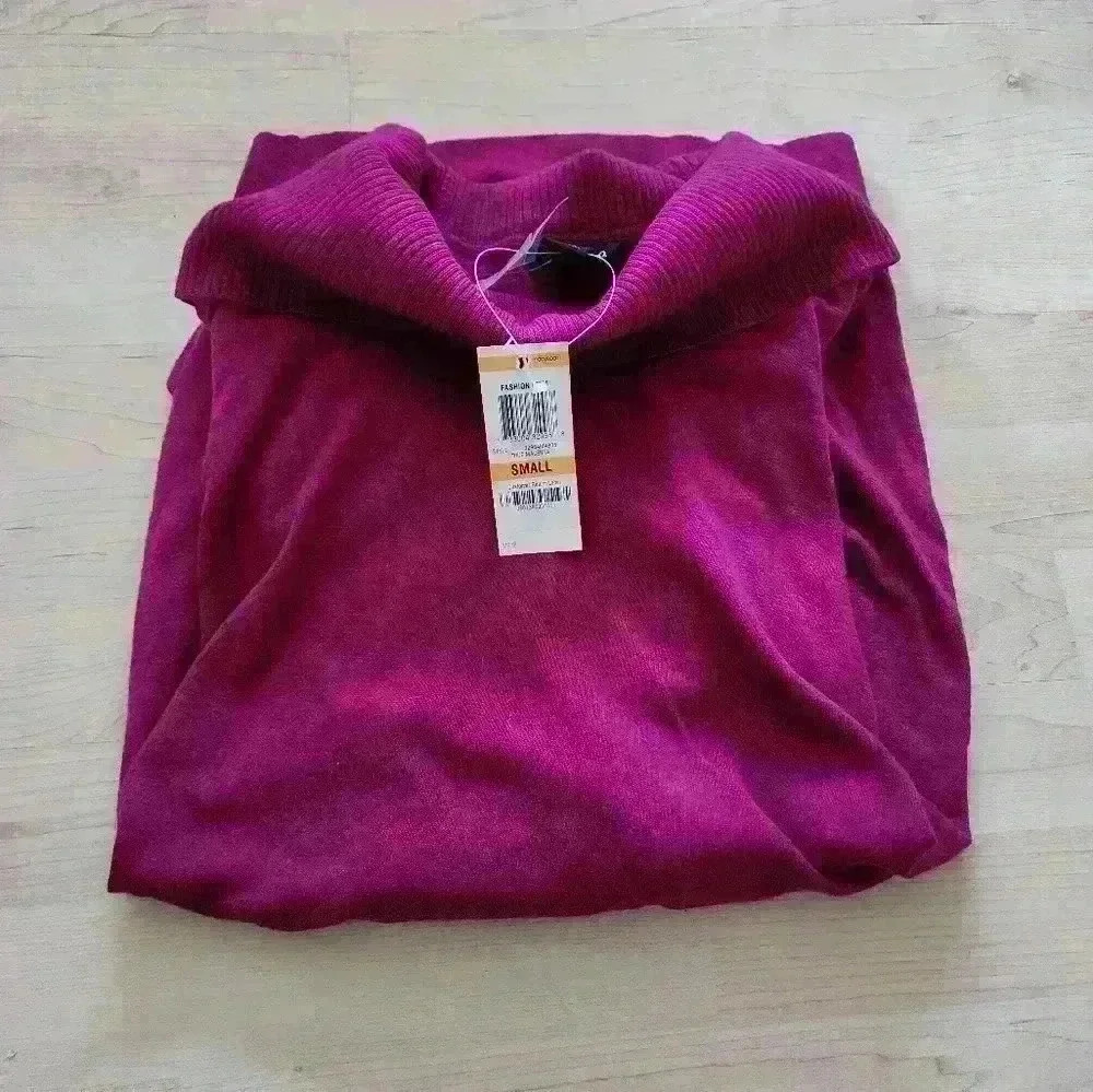 Style&co knit magenta cowl neck tunic top size small